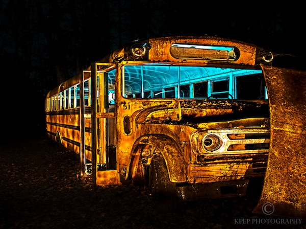 Kevin Pepper - Light Painting - Light Painted Yellow Bus