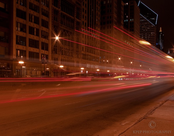 Kevin Pepper - Light Painting - Michigan Avenue Chicago Bus