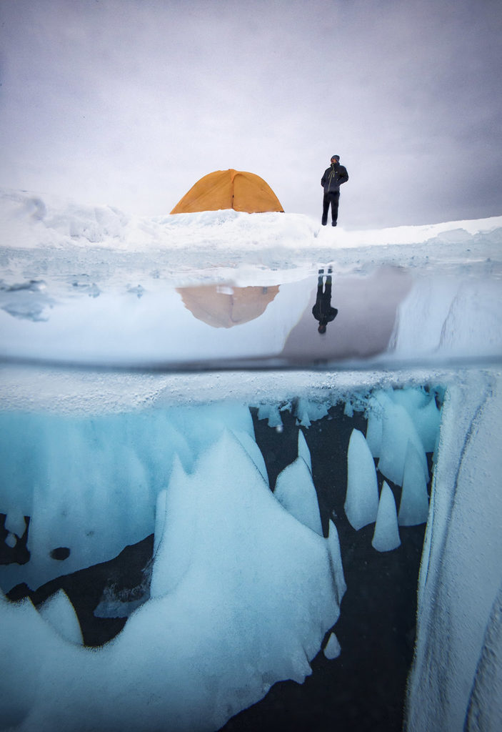 Underwater view of Greenland icecap