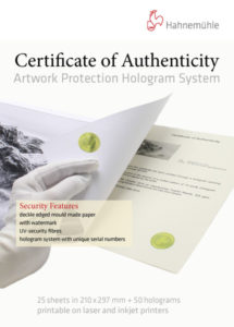 Hahnemühle Certificate of Authenticity