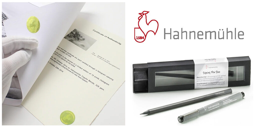 Hahnemuhle - Authenticity Certificate and Signing Pen Duo KIT